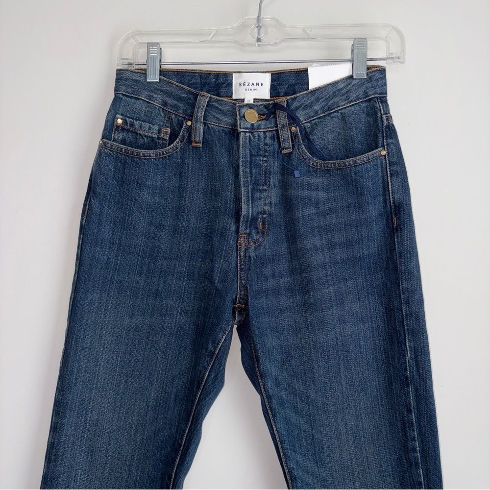 Sezane Button Fly Raw Hem Blue Jeans Denim 1967 Brut Sexy NEW - Picture 2 of 10